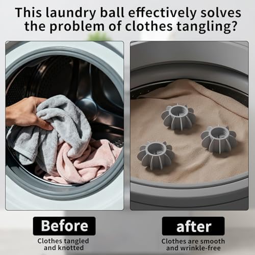 11 Pcs Reusable Laundry Scrubbing Balls for Washer – Tangle-Free Washing Balls, Anti-Tangle Laundry Agitator Balls for Cleaner Clothes, Effective Washing for All Machines, (Grey)