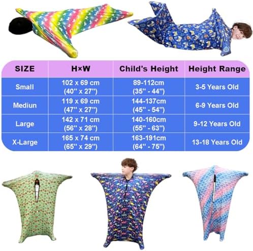 ThreeH Body Sock for Children Stretchable Sensory Sox 9-12 Years Breathable Cozy Sensory Sack for Boys, Girls, Large 56" x 28"