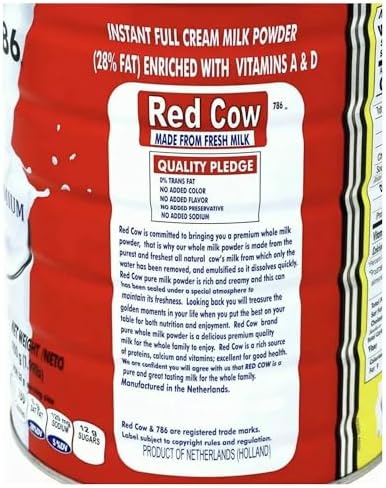 Red Cow Full Cream Milk Powder 2.5 Kg (5.5lb), Made From Real Fresh Milk, Product of Netherlands.