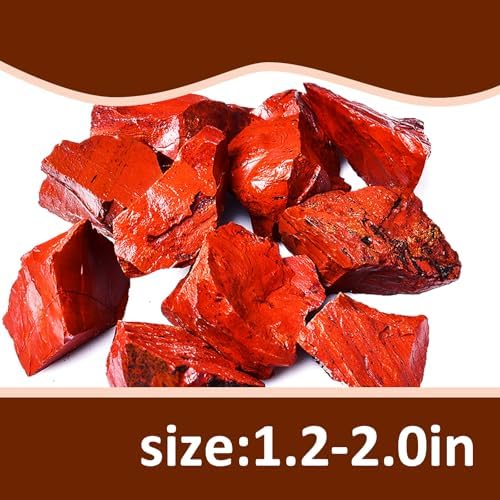 Raw Crystals, Large 1.2-2.0" Healing Crystal Natural Rough Stones for Intuition,Chakra,Meditation,Decoration,Polishing,Energy Work (Red Jasper, 3.5oz-1.2-2.0"raw Crystals)