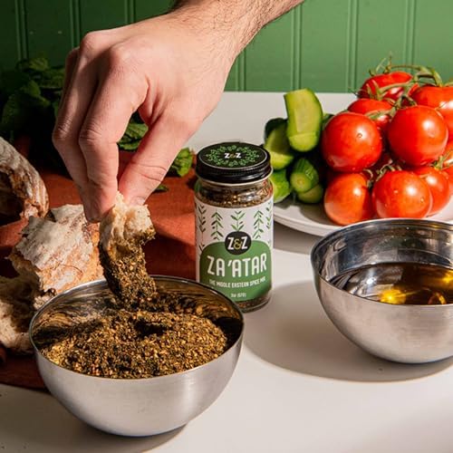 Za'atar by Z&Z | Za'atar Spice Blend with Zaatar Spice, Sumac, & Toasted Sesame Seeds | Za'atar Seasoning for Breads, Salads, Chicken, or Snacks | Savory & Tangy Palestinian Zaatar Seasoning, 2 Oz