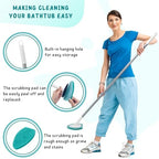 Shower Scrubber with Long Handle, 47'' Bathtub Scrub Brush, Bathroom Tub and Tile Cleaning Tool with 6 Refill Pads