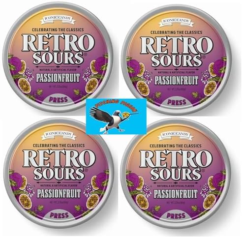 Retro Sours Hard Candy – 8.48oz Total | Passion Fruit Tangy Sour Candy in Collectible Tins, Nostalgic Sweet & Sour Treat for Easter Baskets & Candy Bowls
