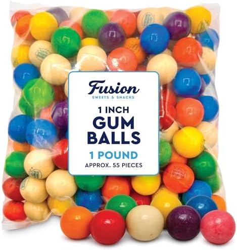 Gumballs 1 Inch - 1 Pound Bag - Gum Balls For Gumball Machine - Gumballs Bulk - Gum Ball Machine Refill - Assorted Fruit Flavor - Bubble Gum