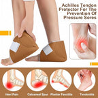 2 Pcs Heel Protectors for Pressure Sores Sheepskin Heel Pads Soft Foot Cushions Pad Protectors Adjustable Foot Pillows with Securing Strap for Bed Sore Ankle Ulcers (Brown)