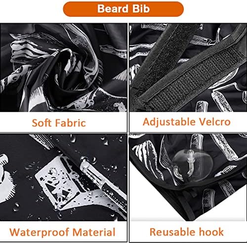 Beard Bib Beard Apron, Father's Day Gift Beard Trimming Catcher Bib for Men Shaving and Hair Clippings, Waterproof Non-Stick Hair Catcher Grooming Cloth with 2 Suction Cups