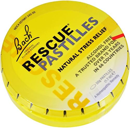 Bach RESCUE PASTILLES, Orange and Elderflower Flavor, Natural Stress Relief Lozenges, Homeopathic Flower Essence, Vegetarian, Gluten & Sugar-Free, Holiday Stocking Stuffer, 35 Count