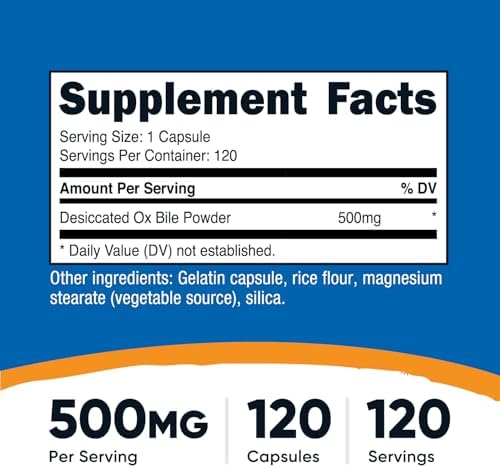Nutricost Ox Bile Capsules 500mg Per Serving (120 Capsules) - Gluten Free & Non-GMO