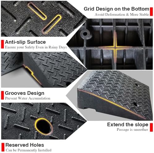2 Pack Driveway Curb for Ramps, Portable Heavy Duty Rubber Shed, Suitable for Cars, Bicycles, Motorcycles, Wheelchairs, Lawn Mowers, Mobile Pets (19.7 x 19.7 x 6 Inch)
