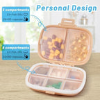4 Pack Pill Organizer - Travel Pill Box with Label, 8 Compartment Daily Pill Case for Pocket Purse, Medicine Case, Waterproof Portable Pill Supplement Case, Travel Pill Container to Hold Vitamin