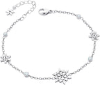 555Jewelry Stainless Steel Delicate Adjustable CZ Snowflake Bracelet for Women & Ladies
