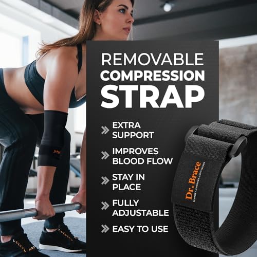 DR. BRACE® Elite Elbow Brace Support, Breathable Elbow Compression Sleeve with Gel Pad for Golfer's, Tennis Elbow & Tendonitis Treatment & Pain Relief 2024 (Black, Large)