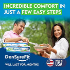 Densurefit Silicone Kit for Upper and Lower Denture, 3-6 Month Soft Silicone Dentures Repair Set to Refit and Tighten, Easy to Use Reline Set with Larger Primer and Applicators for Comfortable Fit