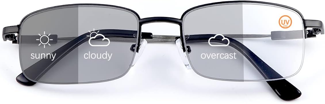 Photochromic Progressive Multifocus Reading Glasses UV Protection Transition Sunglasses Anti Blue Light Sun Readers