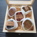 Natural Crystal Raw Stone Ore Specimen Set Wooden Box, Science Teaching Mineral Rock Set, a Very Good Christmas or New Year Gifts for Friends, Classmates or Sons and Daughters