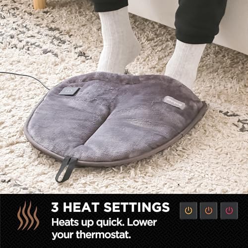 Brookstone Electric Foot Warmer | Ultimate Relaxation with 4 Adjustable Settings for Custom Warmth | Soft Sherpa-Lined for Supreme Comfort | Feet Heater for Sofa, Desk or Anywhere | 100% Polyester