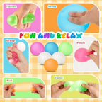 6 Pack Stress Ball for Kids Adults, Slow Rising Sugar Ball Fidget Stress Relief Relaxing Sensory Squeeze Fidget Toy Stretchy 2.4 Inch for Exercise Classroom Prize Party Favors Gift