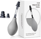 Ear Pressure Relief Suction Device,Migraine and Headache Relief Products,Airplane Ear Tinnitus Relief Through Inner Ear Pressure Balance,Reduces Tension,Equipped with 3 Sizes of Earplugs (Gray)