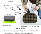 HIGHLIKE Hard Cases Folding Reading Glasses, Pocket Wallet Purse Compact Spring Hinge Readers, Transparent Clear Lens