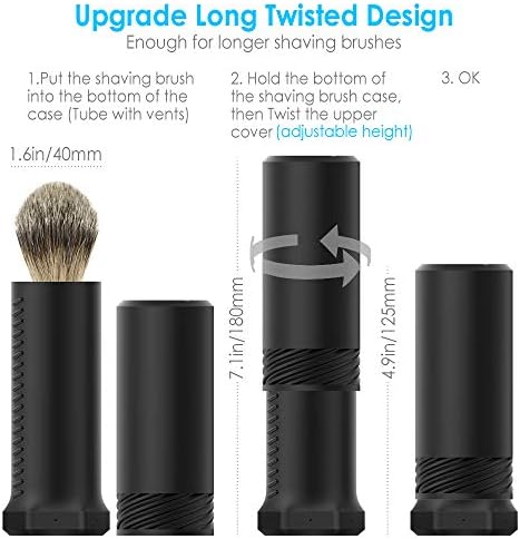 Shaving Brush Travel Case, Shave Brush Holder Stand with Adjustable Height Compatible Most of Shaving Brushes (Brush not Included) (Black)