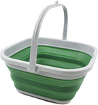 SAMMART 5.5L (1.4 Gallon) Collapsible Square Handy Bucket/Foldable SquareWater Pail/Portable Tub with Handle. (Grey/Dark Sea Green)