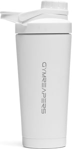 Gymreapers Stainless Steel Protein Shaker Bottle - Double Wall Insulated, Leak Proof, BPA-Free Metal Vacuum Blender Cup For Gym, Sports, Pre & Post-Workout Cold Hydration - 26 OZ (White)