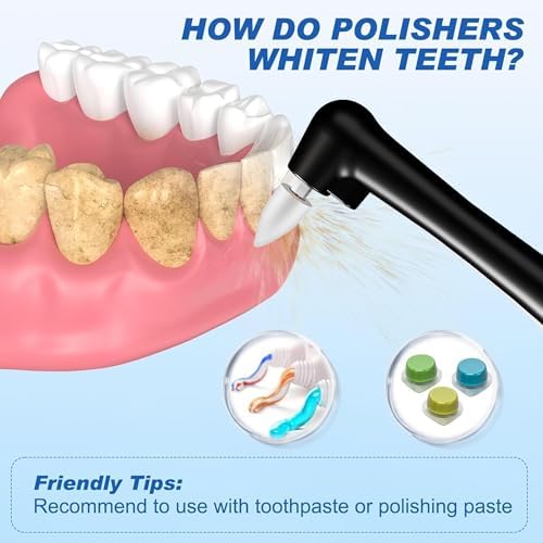 Coobest Tooth Polisher Kit with 5 Speed Modes and 5 Heads, Tooth Whitening for Cleaning with LED Light, IPX7 Waterproof Tooth Polish Complete Teeth Cleaning Tools Home Dental Care Set Black