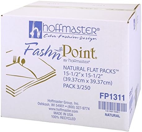 Hoffmaster FP1311 Fashnpoint Natural Flat Pack Dinner Napkin, 15.5" Length x 15.5" Width (Pack of 750)