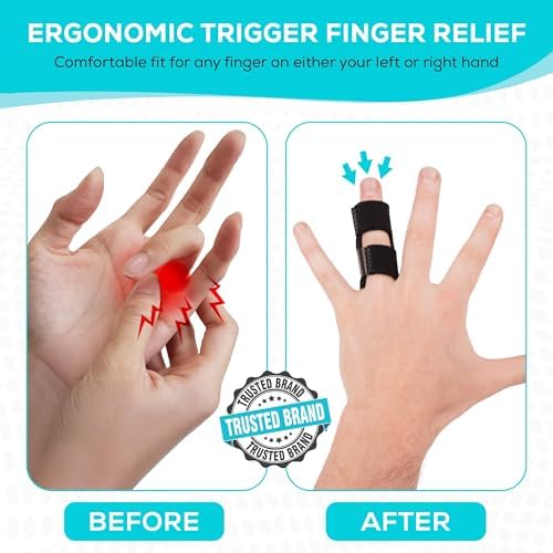 MedVance Elivo Finger Splint, Doubkle Strap, Trigger Finger Support Brace for Thumb, Index, MIddle, Ring, and Pinky Finger, Size-Large, 2 Pack