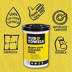 Tub O' Towels TW90 Heavy-Duty 10" x 12" Size Multi-Surface Cleaning Wipes, 90 Count Per Canister, 6 Pack