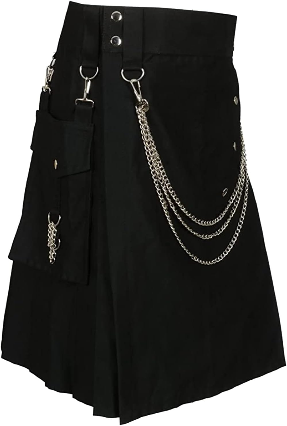 Mens Scottish Kilts Traditional Highland Tartan Utility Kilt High Waist Buckle Strap Pleated Skirt with Cargo Pockets