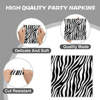 40Pcs Zebra Print Party Napkins - Jungle Animals Themed Disposable Paper Napkins for Zebra Birthday Parties, Safari Animal Celebrations, Baby Baptisms, Birthday Gatherings & More