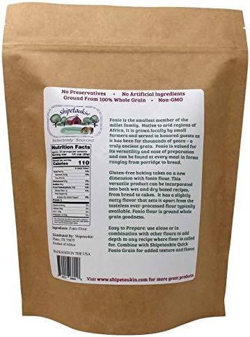 Shipetaukin Multipurpose Fonio Flour - Gluten Free - Non GMO - Made from Fonio African Supergrain - Use for Baking, Thickener, Breads and More (2 Lbs)