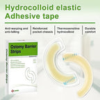 Carbou 20 Pcs Elastic Ostomy Barrier Strips - Medical Grade Hydrocolloid Waterproof Leak - Skin Adhesive Ostomy Barrier Tape for Colostomy Stoma Bags