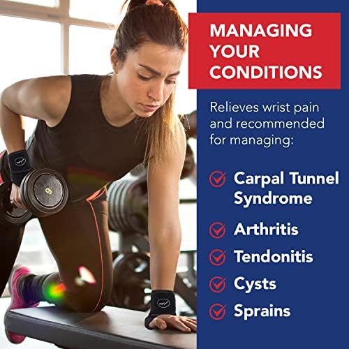 Doctor Developed Wrist Brace, Wrist Wraps for Carpal Tunnel Arthritis, Tendonitis, Hand Support, Ideal for Fitness, Weightlifting - Handbook Included (Wrist Brace 1 Pack)