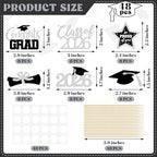 48 PCS Grad Cupcake Toppers, Congrats Graduation Cake Topper, Class of 2026 Black and Silver Graduation Decor, Glittery Cap and Diploma Cake Picks for Grad Party Decorations Supplies