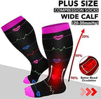 1 Pack Plus Size Compression Socks for Women and Men, 20-30mmhg Extra Large Stockings for Circulation Support