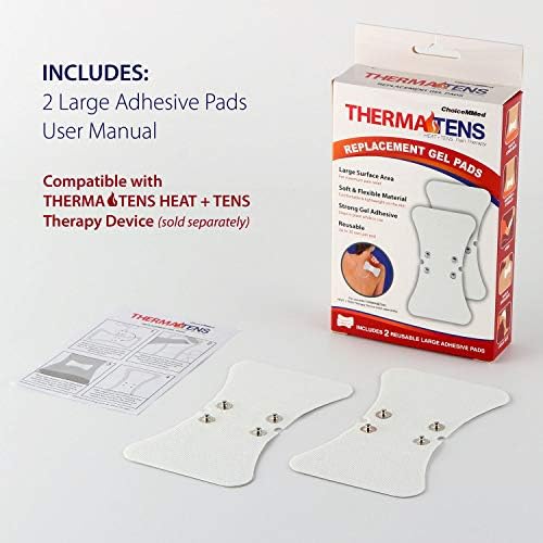 CHOICEMMED 2 Pack Universal Therma Heated TENS Unit Pads - Muscle Stimulator E-stim Electrodes - Universal Replacement Massage Pads for Electronic Pulse Stimulators - Reusable Pad for Electrotherapy