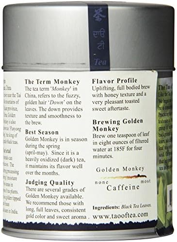 The Tao of Tea, Golden Monkey Black Tea, Loose Leaf, 3.5 Ounce Tin