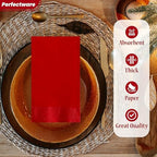 Perfectware- 2 Ply Dinner Napkin Red- 50 CT Red 2 Ply"15 x 17" Paper Dinner Napkins - Pack of 50 CT. Ideal for Party., (PWRedDinnerNapkin-50CT)