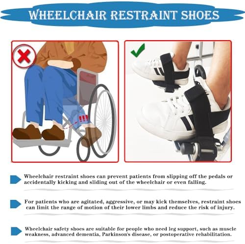 Wheelchair Restraint Shoes Prevent The Foot from Falling Off The Footrest Adjustable & Easy to Wear,Wheelchair Shoe Holder Straps for Disabled & Rehabilitation Patients