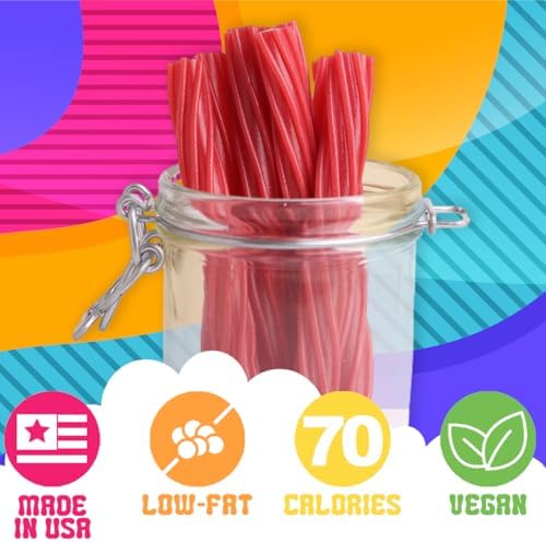 Amish Good Gourmet Licorice Twist Candy - Premium Sweet & Chewy Treat, Red Cherry Jumbo Licorice Twist Perfect Snack Under 100 Calories