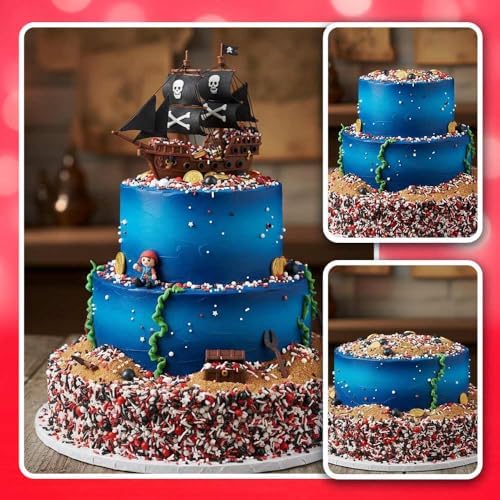 Red White and Black Sprinkles for Cake Decorating and Baking Cupcakes - Fancy Edible Red Sprinkles for Cookies with White Black Sprinkle Decorations in Jimmies, Nonpareils, Sugar Pearl with Star Quins