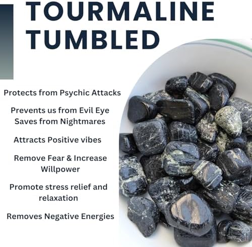 Jet Natural Black Tourmaline Tumbled Stones (100gm) | Energy Protection & Cleansing Crystals | Polished Healing Stones for Home, Office & Meditation | Reiki, Decor & Gift Use