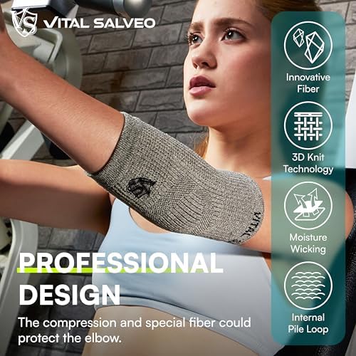 Vital Salveo- Fitness Mild Compression Support Elbow Sleeve/brace joint protection, Athletic (1 PC) (Small)