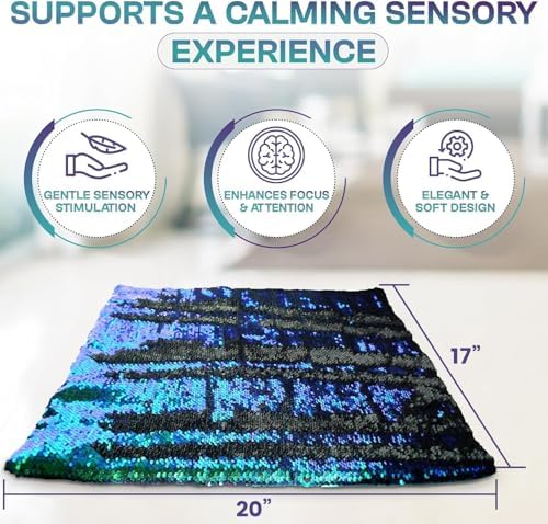 SENSORY4U Weighted Lap Pad for Kids - 5lb Sensory Blanket with Sequin Flip Fabric for Tactile Play - Ideal for Calming & Everyday Use
