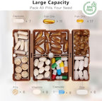 FYY Daily Pill Organizer, 7 Compartments Portable Travel Pill Case, [Folding Design] for Purse Pocket to Hold Vitamins,Cod Liver Oil,Supplements and Medication-Brown