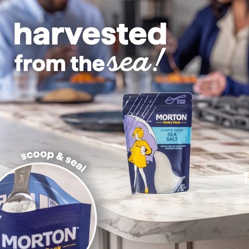 Morton Sea Salt Coarse Grain, Sea Salt for Grinder Refill, Finishing Salt 1 lb., Pouch