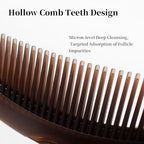 Dandruff Comb with Self-Cleaning Hollow Teeth & Massage Handle - Scalp Detox Comb for Flakes, Oil Removal - Dandruff Scalp Hair Combs for Women/Men/Kids