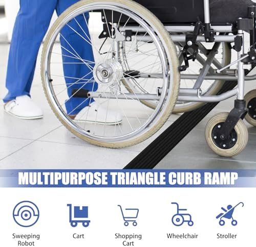 Threshold Ramps for Doorways, 0.4" Rise Rubber Door Threshold Ramp Self-Adhesive Ramps, is Adjustable and Cuttable for Sweeper Wheelchair Stroller Scooter Reducer Ramp (Black, 2/5"height - 3.3Ft Long)